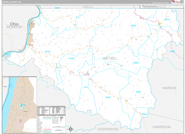 Wetzel County, WV Zip Code Map