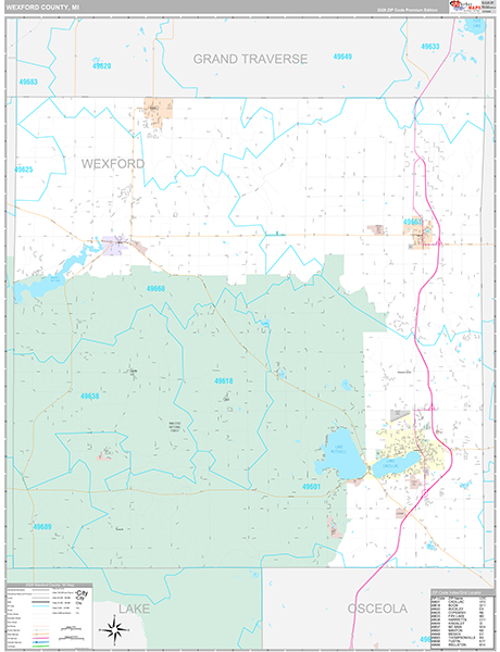 Wexford County, MI Zip Code Map