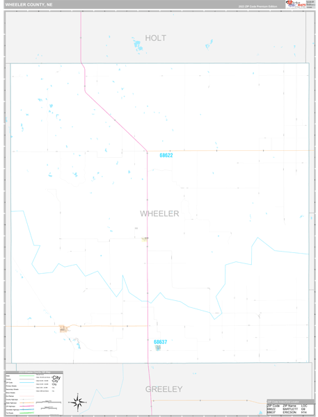 Wheeler County, NE Wall Map