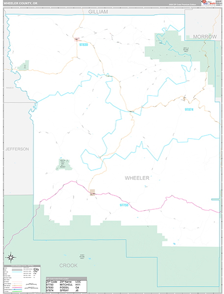 Wheeler County, OR Wall Map