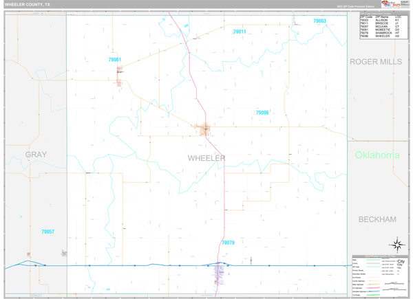 Wheeler County, TX Wall Map Premium Style