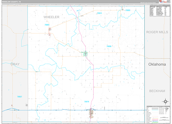 Wheeler County, TX Zip Code Map