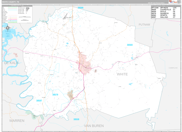 White County, TN Wall Map Premium Style by MarketMAPS - MapSales