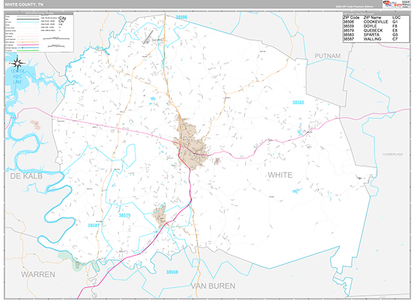 White County, TN Zip Code Map