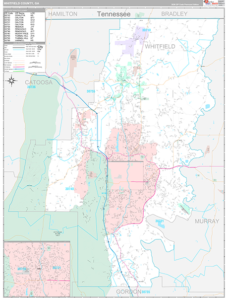 Whitfield County, GA Zip Code Map