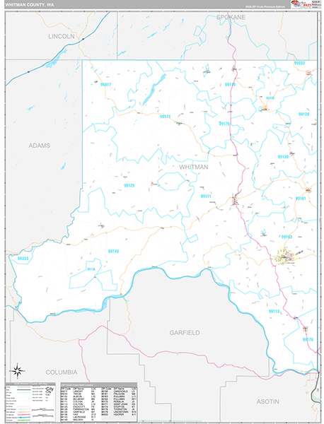 Whitman County, WA Zip Code Map