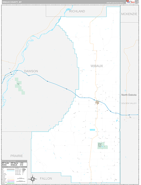 Wibaux County, MT Wall Map