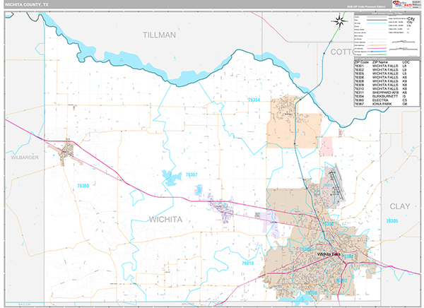Wichita County, TX Zip Code Map