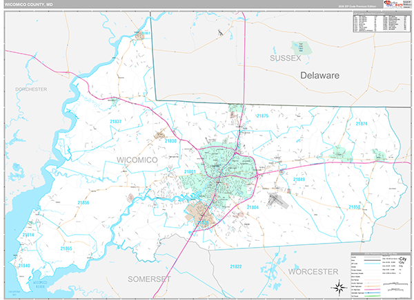 Wicomico County, MD Wall Map