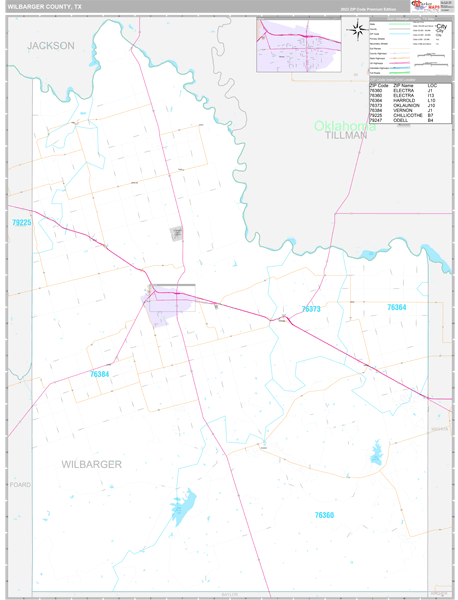 Wilbarger County, TX Zip Code Map