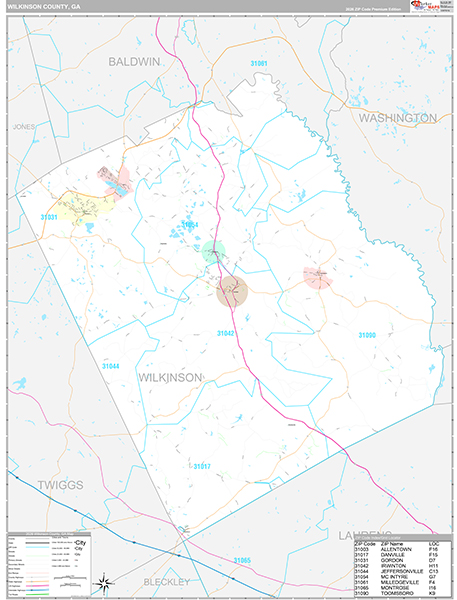 Wilkinson County, GA Zip Code Map