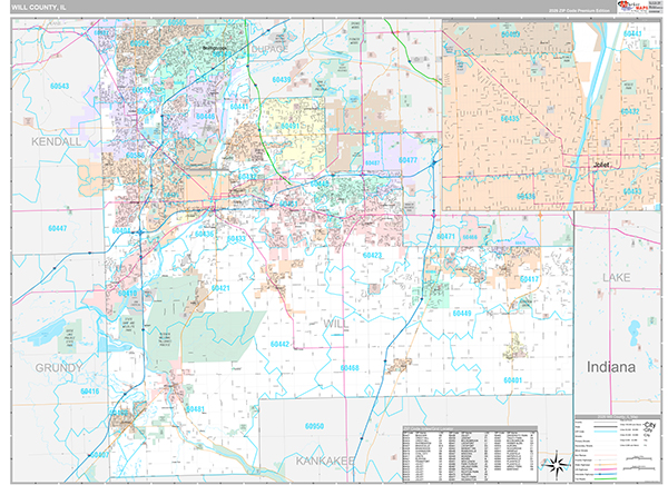 Will County, IL Zip Code Map