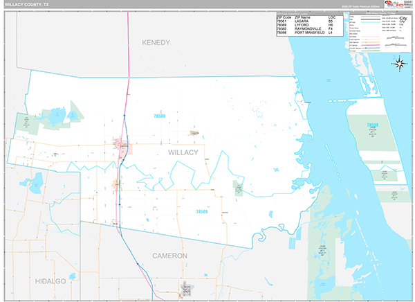Willacy County, TX Zip Code Map