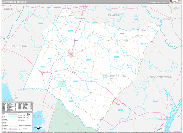Williamsburg County, SC Wall Map