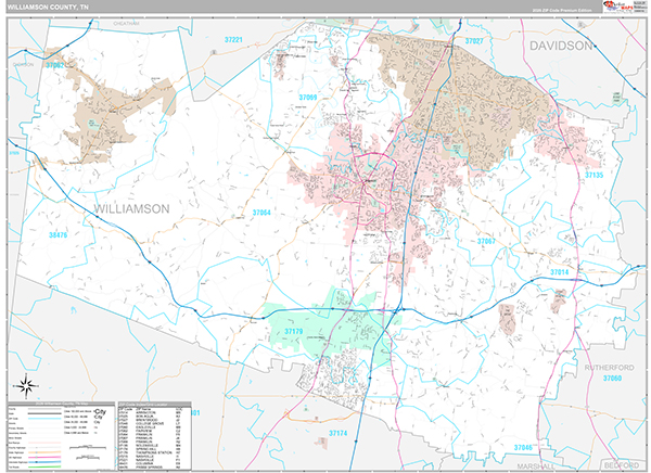 Williamson County, TN Zip Code Map