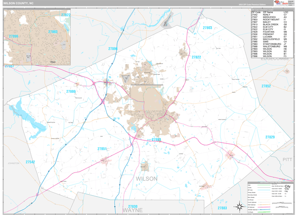 Wilson County, NC Wall Map