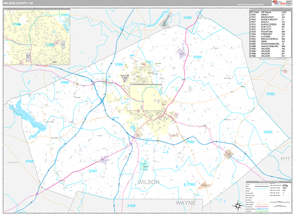 Wilson County, NC Wall Map