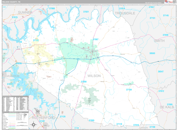 Wilson County, TN Zip Code Map