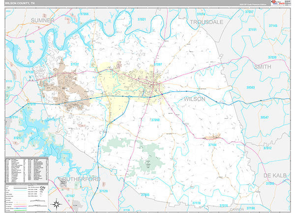 Wilson County, TN Zip Code Map