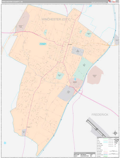 Winchester County, VA Wall Map