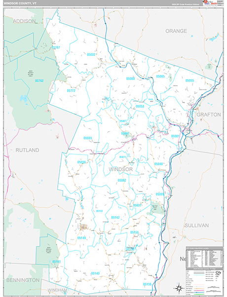 Windsor County, VT Wall Map