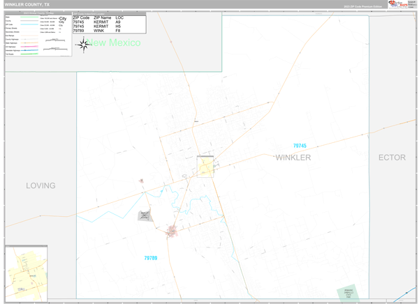 Winkler County, TX Carrier Route Wall Map