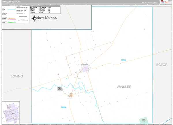 Winkler County, TX Zip Code Map