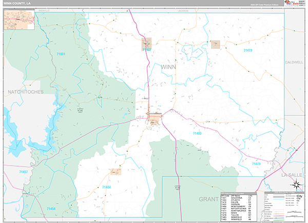 Winn County, LA Wall Map