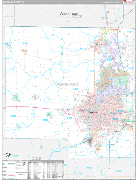 Winnebago County, IL Wall Map