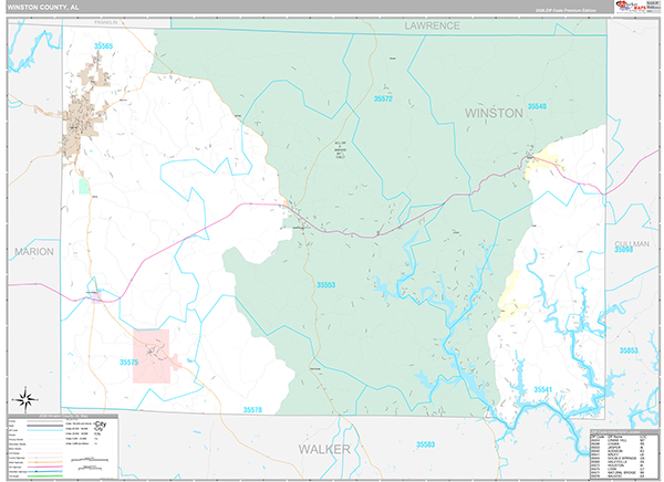 Winston County, AL Zip Code Map