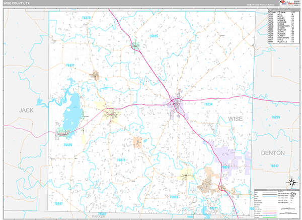 Wise County, TX Zip Code Map