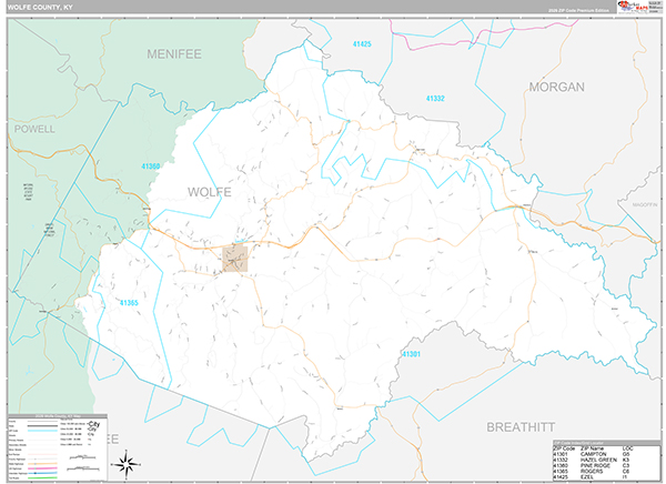 Wolfe County, KY Zip Code Map