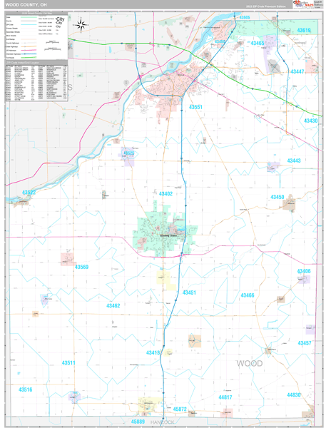 Wood County, OH Wall Map