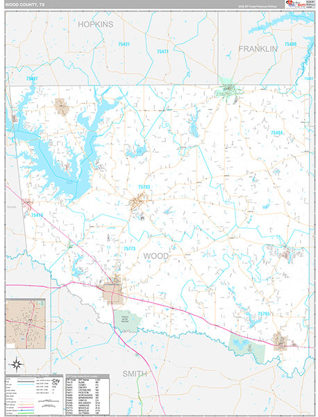 Wood County, TX Zip Code Map