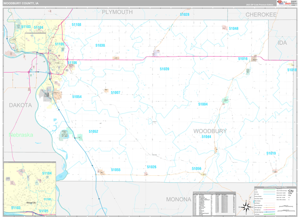 Woodbury County, IA Wall Map