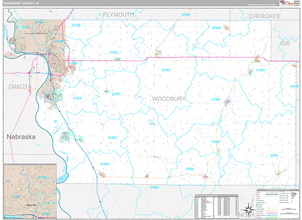 Woodbury County, IA Wall Map