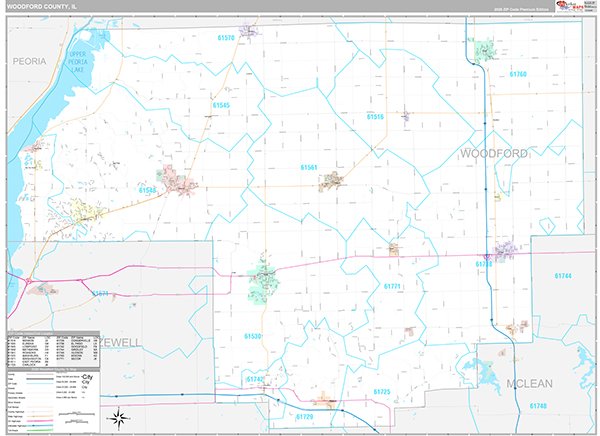 Woodford County, IL Zip Code Map
