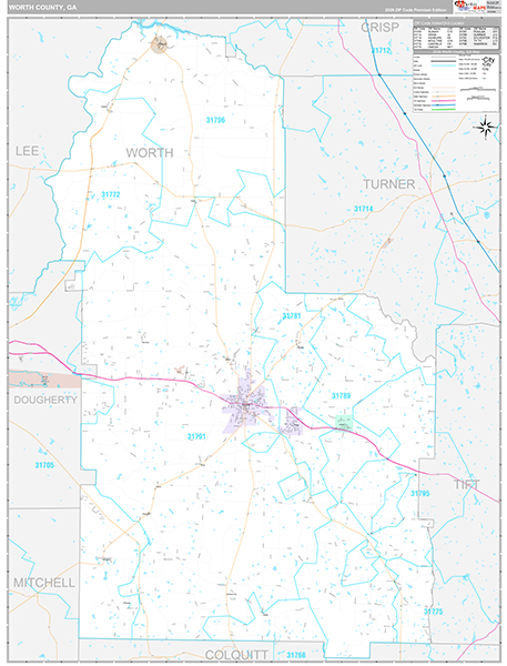 Worth County, GA Zip Code Map