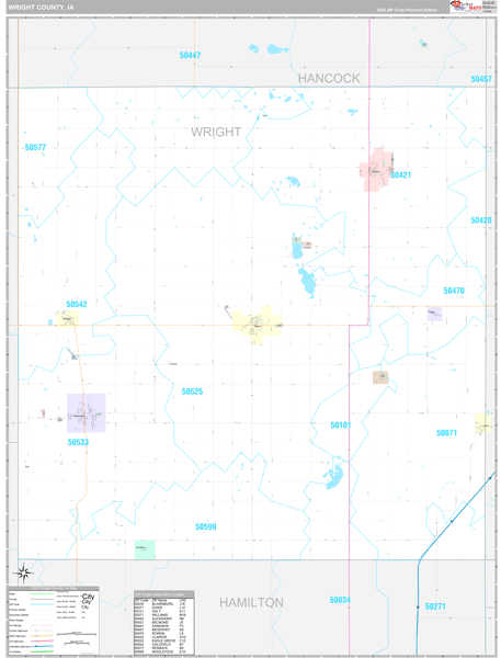 Wright County, IA Wall Map Premium Style