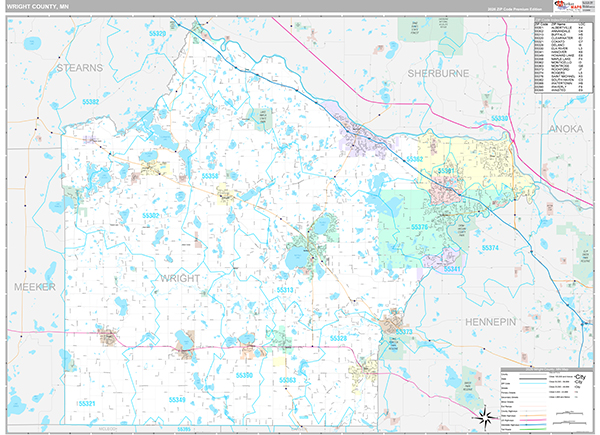 Wright County, MN Zip Code Map