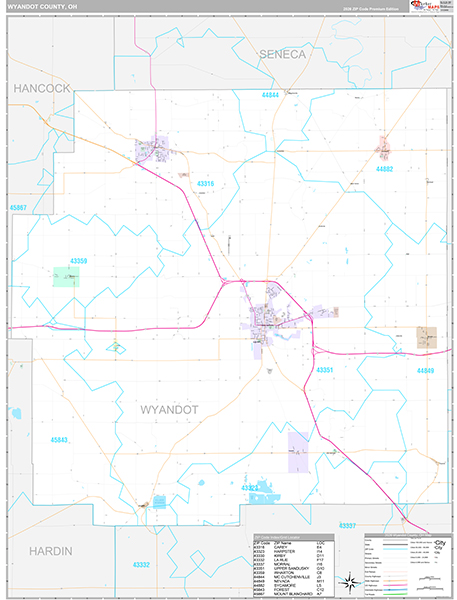 Wyandot County, OH Zip Code Map