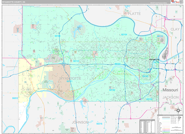 Wyandotte County, KS Wall Map
