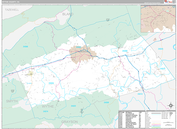 Wythe County, VA Wall Map