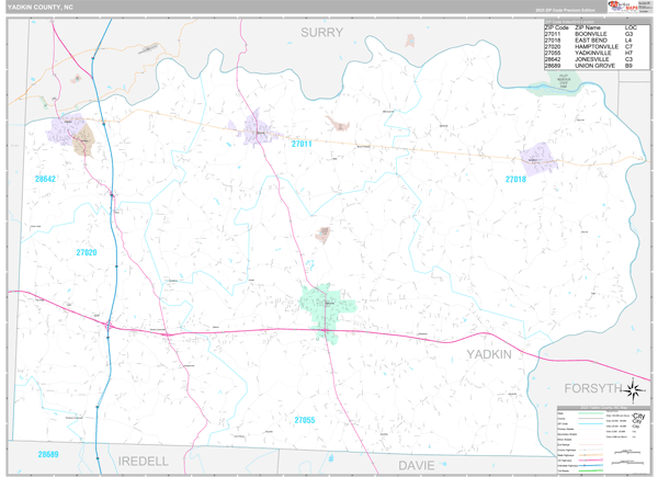 Yadkin County, NC Wall Map