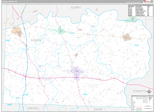 Yadkin County, NC Wall Map