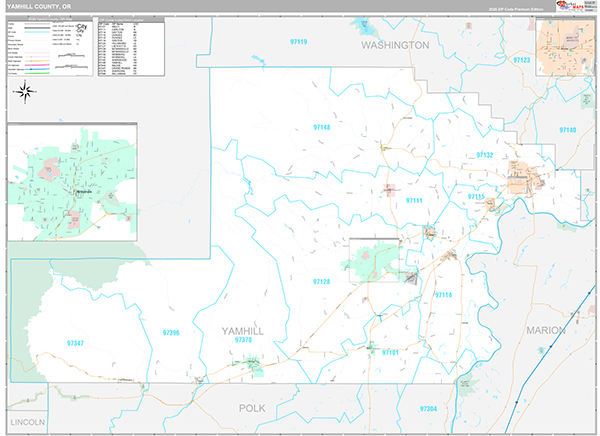 Yamhill County, OR Wall Map