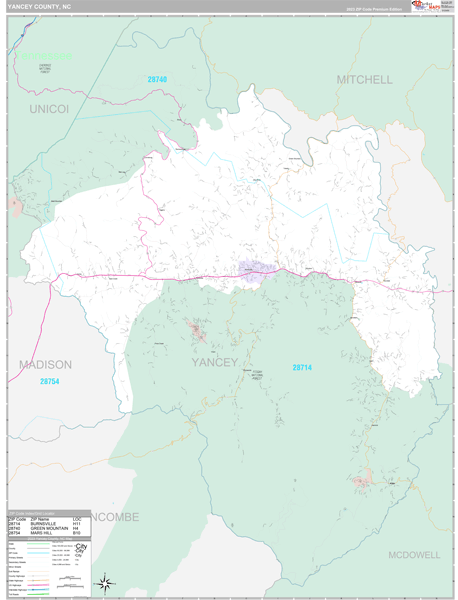 Yancey County, NC Wall Map