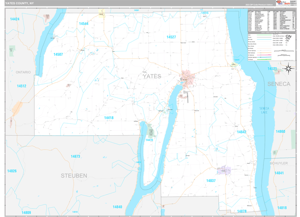 Yates County, NY Wall Map