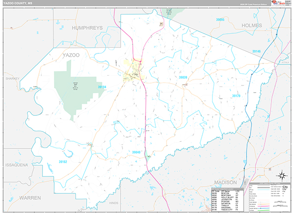 Yazoo County, MS Zip Code Map