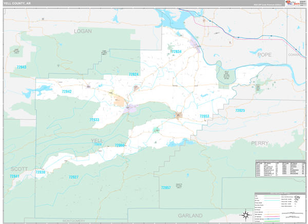 Yell County Digital Map Premium Style